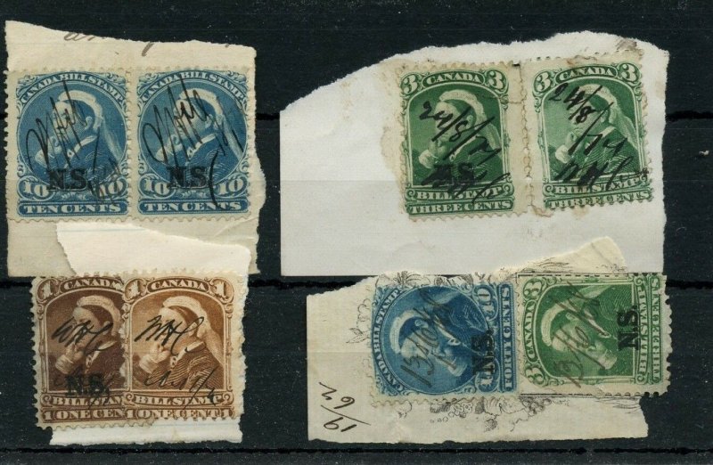 Nice lot of pieces with several  NS 3rd BILL STAMPS 1868 Revenue