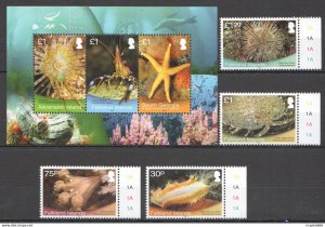 2013 Falkland Islands Fishes Marine Life Fauna #1217-20+Bl48 23 Euro ** Fat010