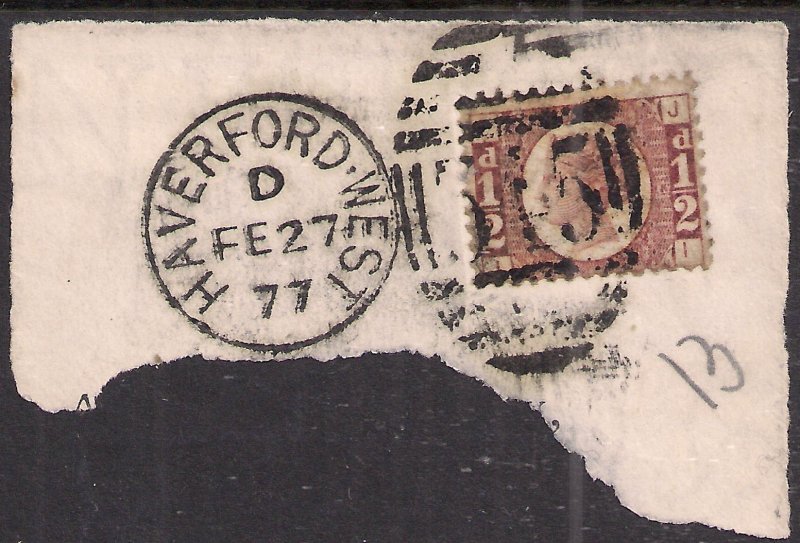 GB 1870 – 79 QV 1/2d Red Bantam ( J & I ) Plate 13 SG 49 CV £30 ( K903 )