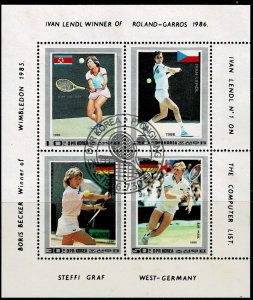 North Korea 1986,Sc.#2584 used se-tenant, Famous Tennis-Player