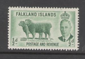 Falkland Islands 1952 King George V  1/2p Scott # 107 MH