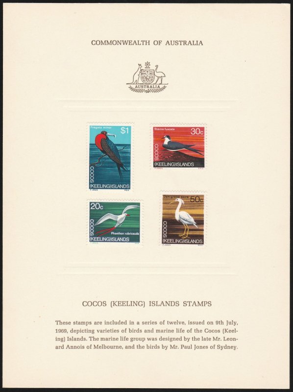 COCOS (KEELING) ISLANDS 1969 Pictorial Def set on PO Official Publicity Cards. 