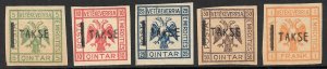 ALBANIA MIRDITE REPUBLIC 1921 POSTAGE DUE Unauthorized Set MNG