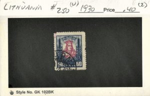 LITHUANIA #250, USED ON 102 CARD - 1930 - LITH054