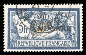 Andorra (French) #20 Cat$135, 1931 5fr dark blue and buff, used