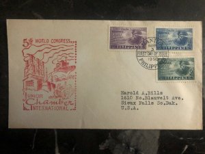 1950 Manila Philippines First Day Cover FDC 5th World Congress Junior Chamber