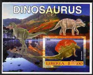 Liberia 2005 Dinosaurs #5 imperf souvenir sheet unmounted...