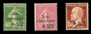 France, 1900-1950 #B31-33 Cat$227.50, 1929 Semi-Postals, set of three, never ...