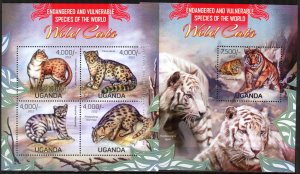 Uganda 2013 Wild Cats sheet + S/S MNH