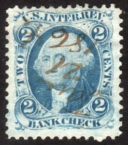 1862, US 2c, Bank Check, Used, Sc R5c