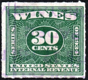 RE101 30¢ Wine Revenue Stamp (1934) Used