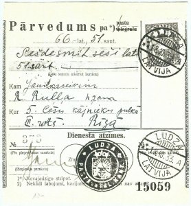 68988 - LATVIA - POSTAL HISTORY - MONEY ORDER: Ludza 1933-