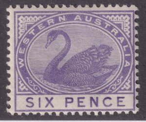 Sc# 67 Western Australia 1890 - 1893 Swan 6 pence perf 14 MLMH CV $24.00