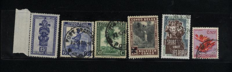 Belgian Congo  6 different Mint and used  PD