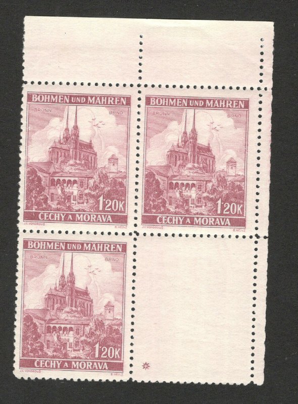 Germany Occ Bohemia & Moravia-Czechoslovakia -MNH 3 STAMPS+TAB-1.20 K*-1940