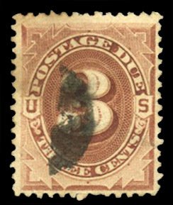 United States, Postage Dues #J17 Cat$350, 1884 3c red brown, used, small faults