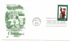 US 1472 8c Christmas Issue Santa single on FDC Artcraft Cachet Unadd ECV $7.50