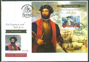 MALDIVES 2015 VASCO DA GAMA 1st EUROPEAN TO REACH INDIA BY SEA S/S  FDC