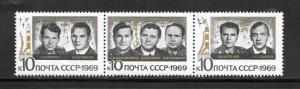 Russia #3655-57 MNH Soyuz 7 and Soyuz 8 Strip of3