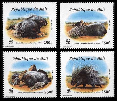 Mali WWF Crested Porcupine 4v SC#918 a-d MI#1974-77