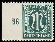 Germany, Allied Occupation Issues #Mi.25AzUI, AMG 1945 16pf green, variety im...