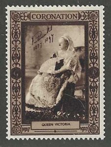 Queen Victoria, Great Britain, 1937, King George VI Coronation Poster Stamp 