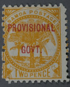 Samoa #33 Unused VG OG PH HRM Rest Gum FN Red Surcharge