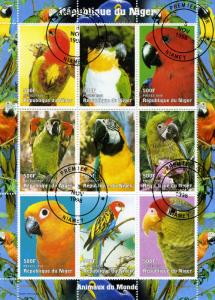 Niger 23.07.1998 EXOTIC BIRDS PARROTS Sheet CTO Fine Used