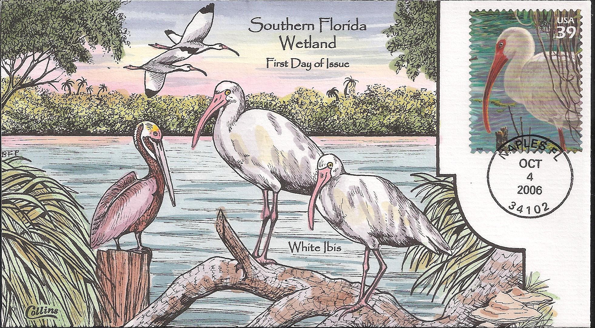 6 Fred Collins Hand Painted FDCs for the 2006 Southern Florida Wetland ...
