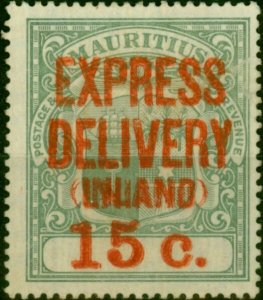 Mauritius 1904 15c Grey-Green SGE6c 'Surcharge Double, One LNIAND' Fine MM Rare