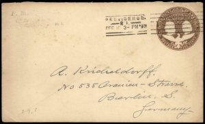 USA 5c Columbian Germany 1898 Providence RI Transatlantic Cover Postal St G81398