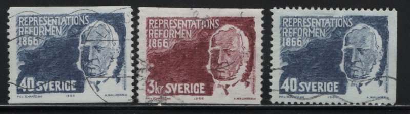 SWEDEN, 701-703, (3) SET, USED, 1966, Bardon Louis Gerhard De Geer