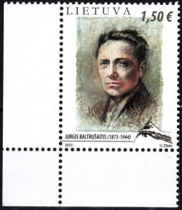 LITHUANIA 2023-06 ART Literature: Baltrusaitis - 150, Poet.  CORNER, MNH