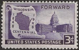 # 957 MINT NEVER HINGED WISCONSIN STATEHOOD 100TH ANNIV.