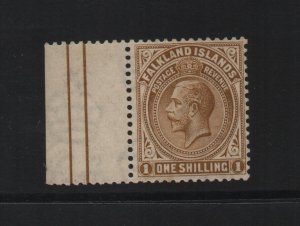 Falkland Islands 1921 SG79 One Shilling margin lightly mounted mint