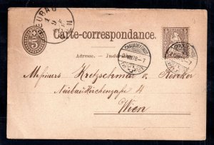 Switzerland 1878 Postcard to Wien + 5c stamp WS16430