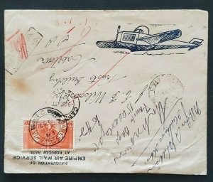 1937 Kenya Uganda Tangayika  Capetown First Flight Signed by Pilot Airmail Cover