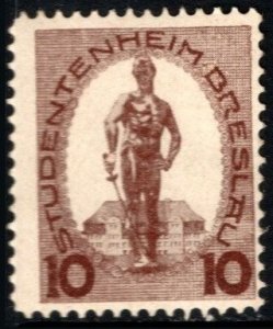 Vintage Germany Poster Stamp 10 Pfennig Student Residence Charity Breslau (Bwn)