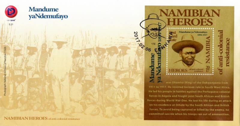 Namibia - 2017 Heroes Mandume yaNdemufayo FDC