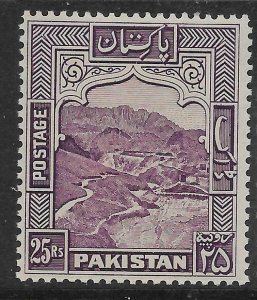 PAKISTAN SG43b 1954 25r VIOLET p13 MNH