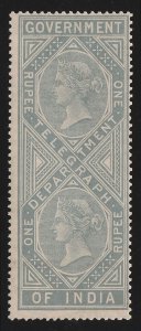 INDIA 1869 QV Telegraph 1R Die I wmk crown over India. MNH **. SG T8 cat £1600