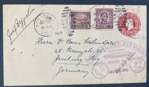 1928 New York USA LZ 127 Graf Zeppelin Airmail cover To Freiburg Germany