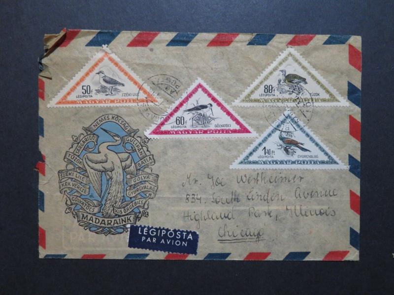 Hungary 1952 Bird Series on Cover to USA / Left Corner Damage - Z8663