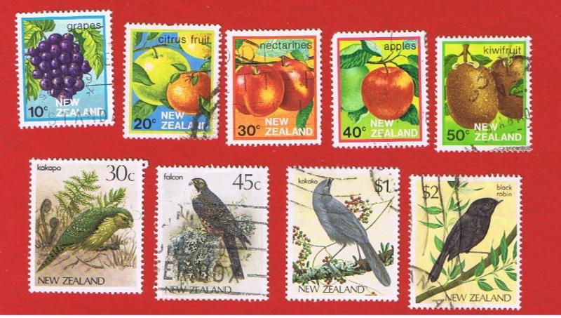 New Zealand #761-769  VF used  Fruits and Birds Free S/H