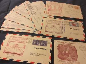 {BJ STAMPS}  TEXAS Air Mail Feeder Survey Flights.  Paris & Nacogdoches in 1937.