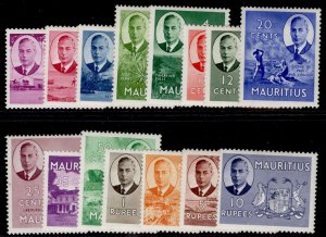 MAURITIUS GVI SG276-290, 1950-53 complete set, M MINT. Cat £90.