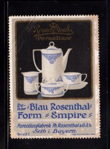 German Advertising Stamp - Blue Rosenthal Porcelain, Empire Pattern