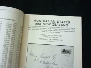 ROBSON LOWE AUCTION CATALOGUE 1982 AUSTRALIAN STATES AND NEW ZEALAND