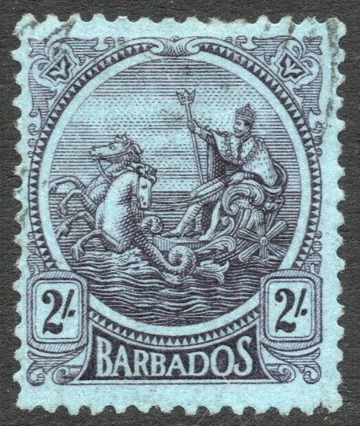 BARBADOS-1921-24 2/- Purple/Blue Sg 227 FINE USED V46452