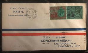 1929 Port Spain Trinidad First Flight Cover FFC To Santo Domingo Dominican Repub